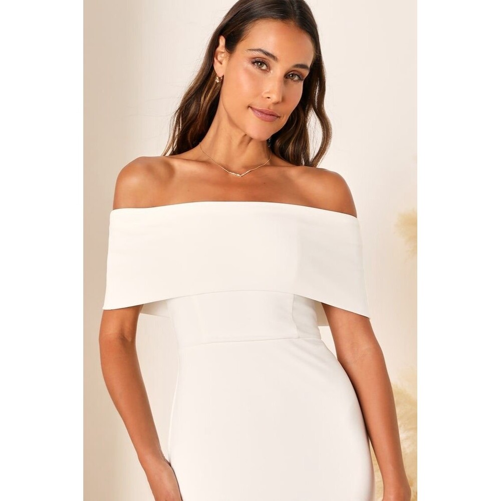 Lulus Exceptional Romance White Off-the-Shoulder Mermaid Maxi Dress Size XL NWT - Picture 2 of 10